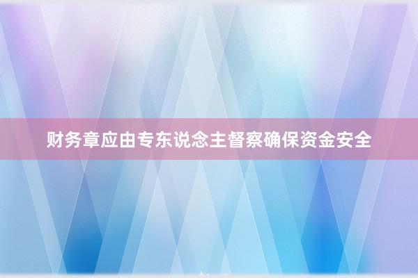 财务章应由专东说念主督察确保资金安全